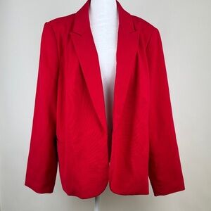 Worthington Blazer Suit Jacket Red Women Lined No Button Front Pockets Size 3X